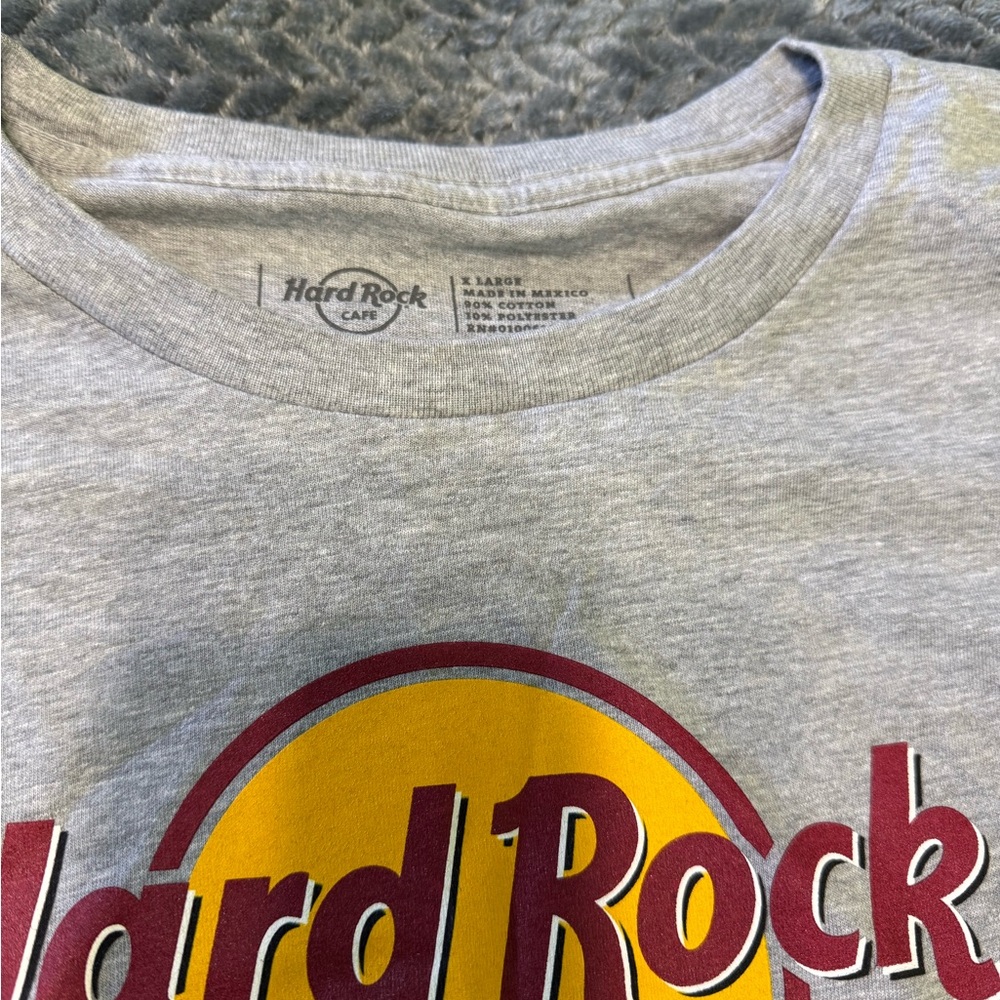 Tampa Hard Rock Cafe Heather Gray Tee with Red and Yellow Logo